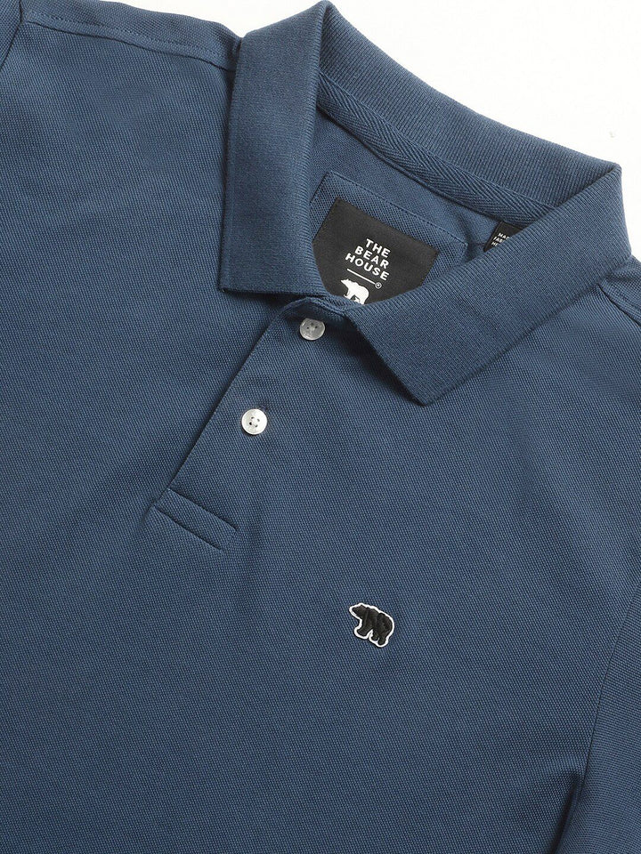 THE BEAR HOUSE Slim Fit Polo Collar Cotton T-shirt