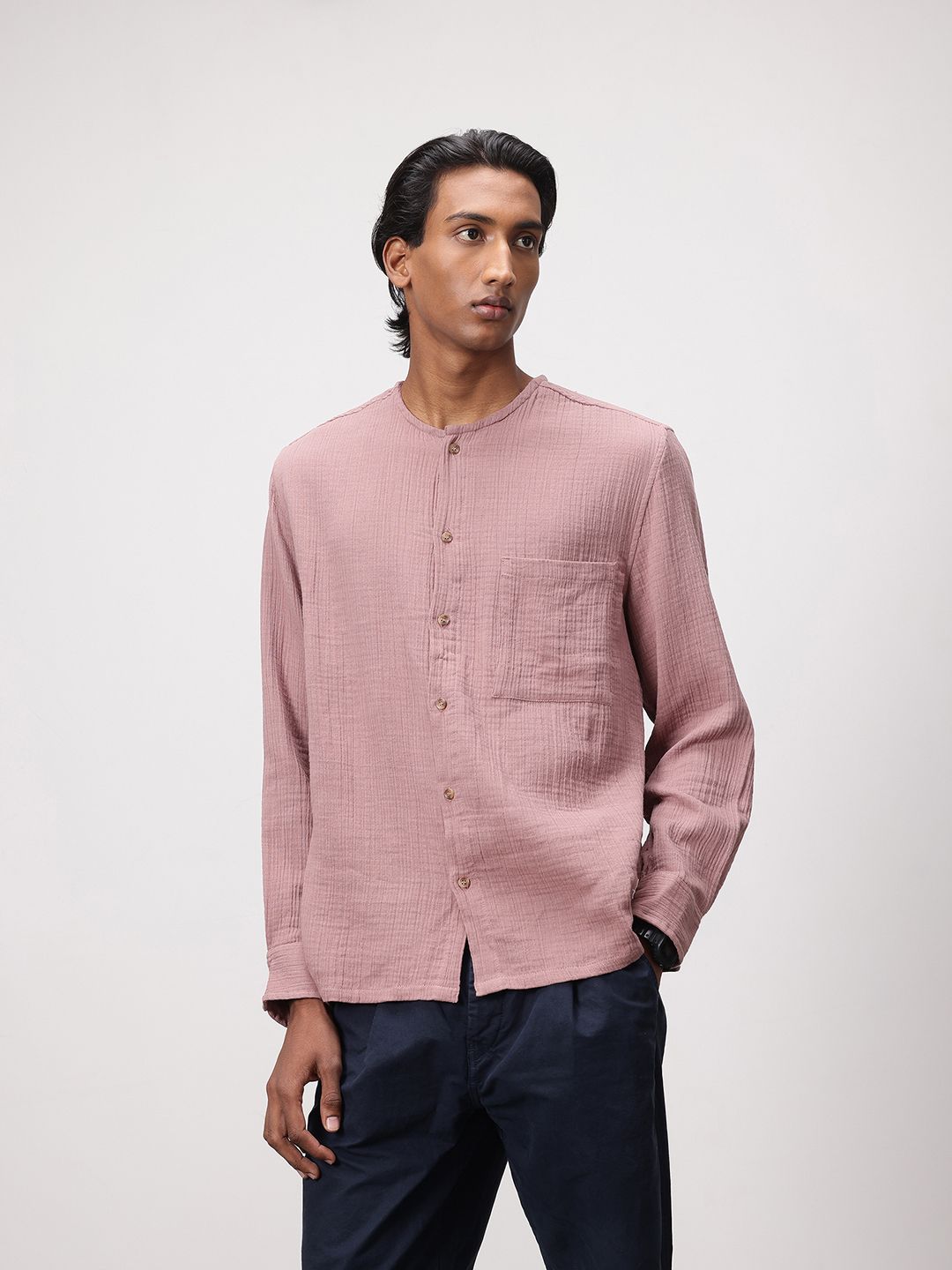 ether Zen Pure Cotton Crinkled Relaxed Shirt