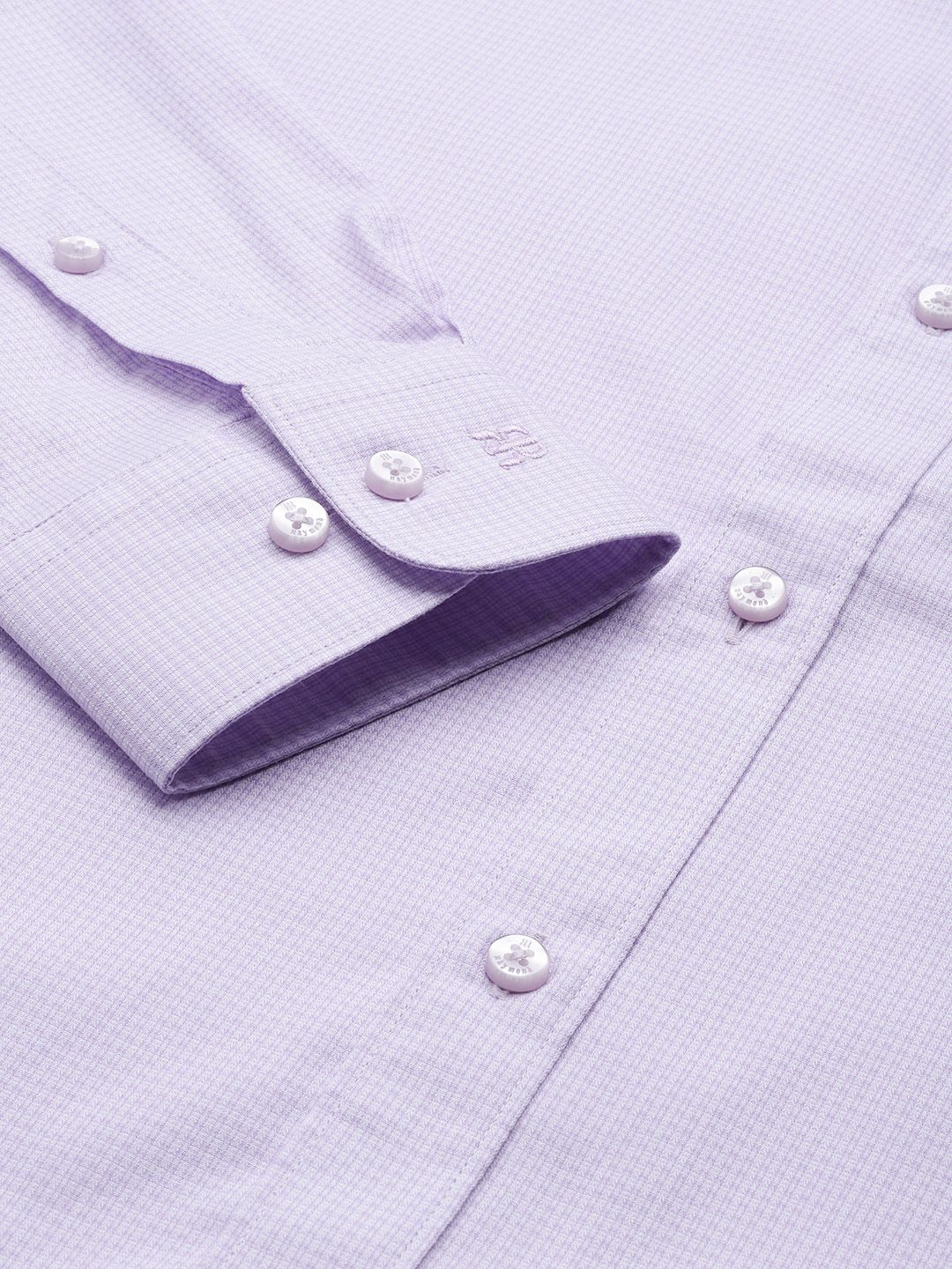 Raymond Men Lavender & Off-White Pure Cotton Self-Checked Slim Fit Formal Shirt