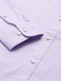 Raymond Men Lavender & Off-White Pure Cotton Self-Checked Slim Fit Formal Shirt