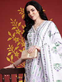 Anouk Floral Printed Kurta with Trousers & With Dupatta