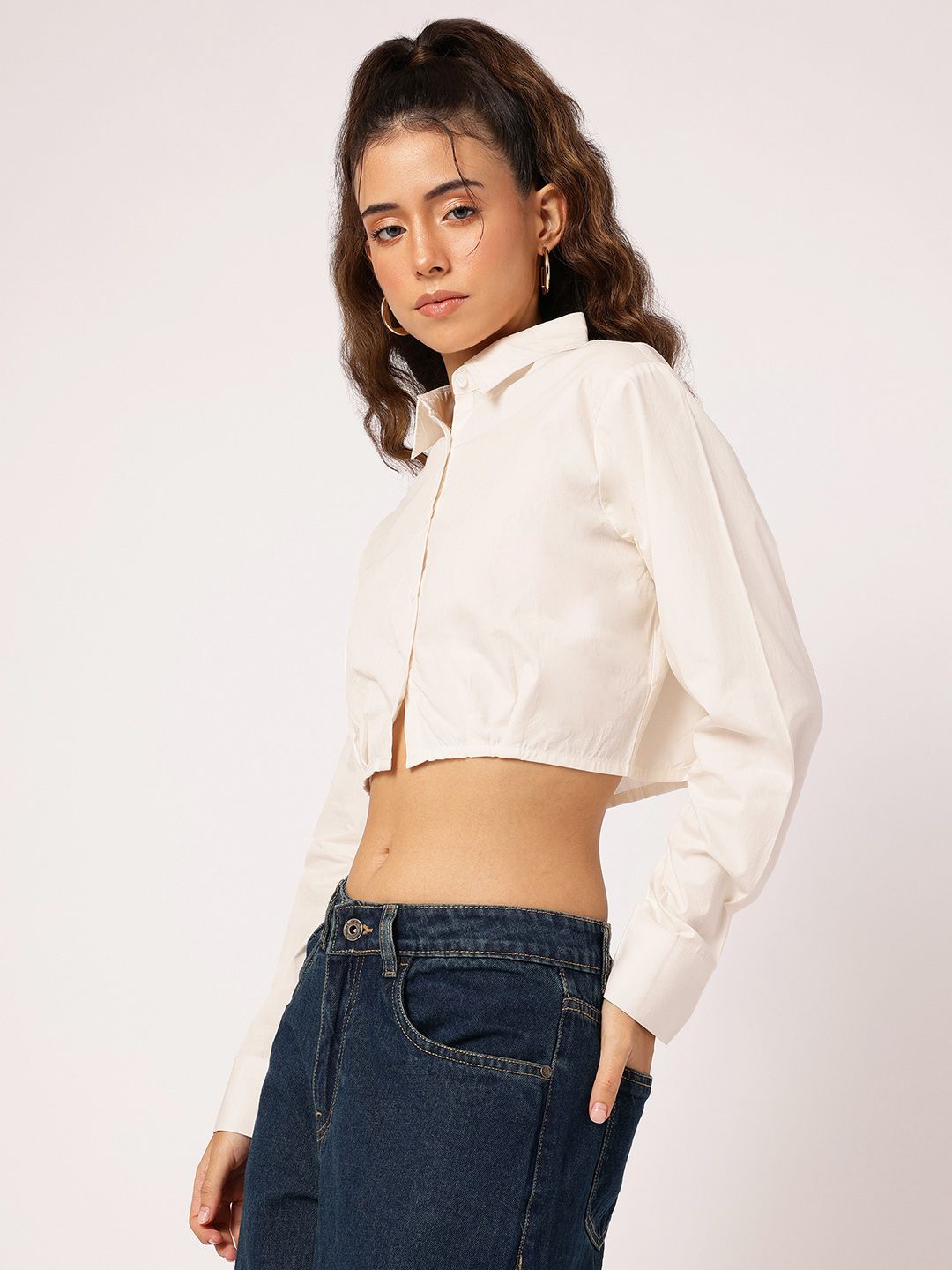 DressBerry Summer Essential Gathered Crop Shirt