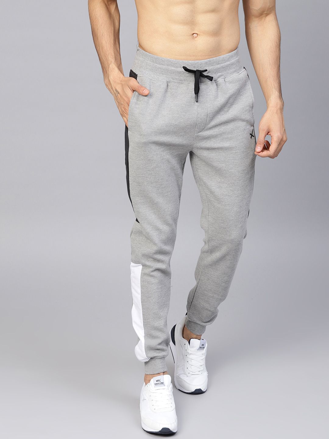 HRX by Hrithik Roshan Men Grey Melange Lifestyle Slim Fit Ottoman Joggers