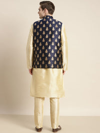 SOJANYA Kurta Motif Etnik Berwarna Emas Lelaki dengan Churidar