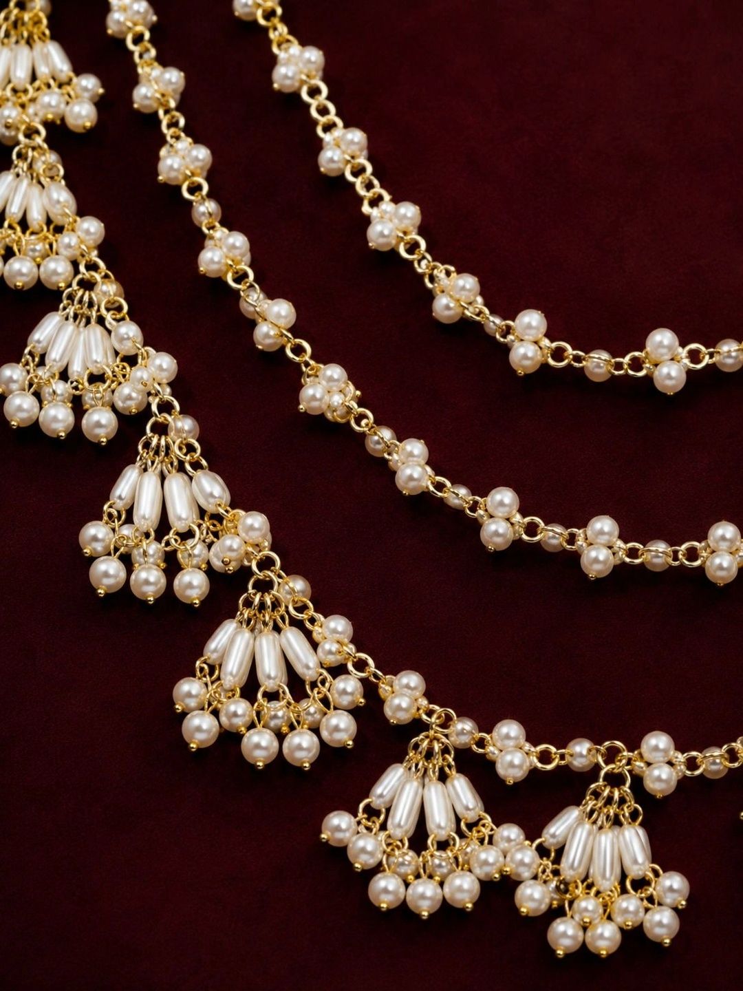 PANASH Gold-Plated Artificial Stones Beaded Statement Necklace