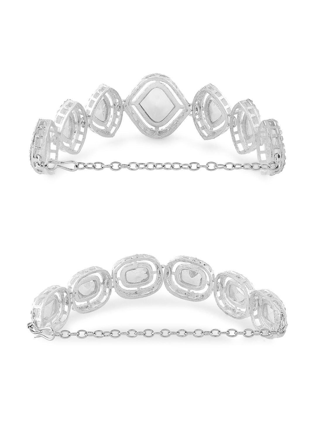 Set Mutiara Zaveri 2 Gelang Lilit Berlian Austria Bersalut Perak