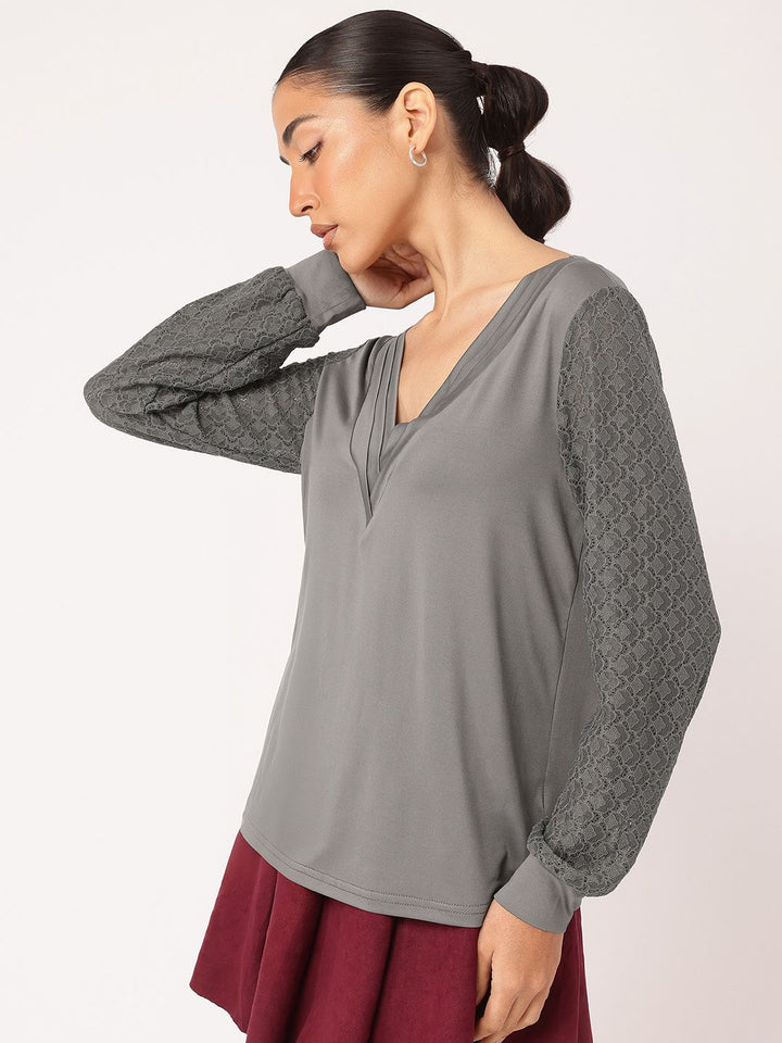DressBerry Lace Elegance V-Neck Top