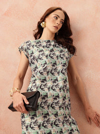 all about you Printed Midi Shift Dress with Slit