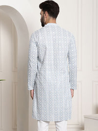 SOJANYA Band Collar Ethnic Motifs Embroidered Thread Work Cotton Kurta