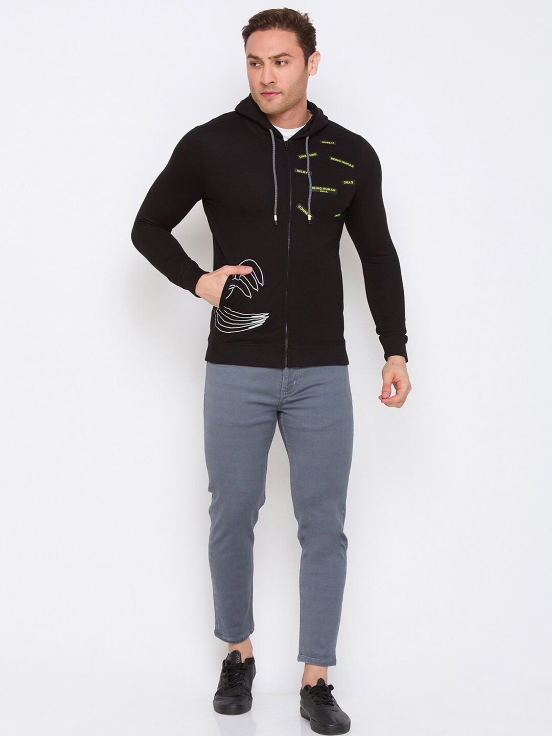 Being Human Printed Hooded Sweatshirt