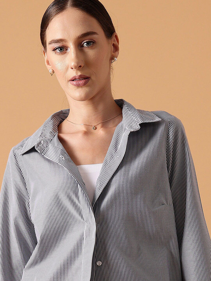 STREET 9 Comfort Striped Oversized Fit Pure Cotton Casual Shirt