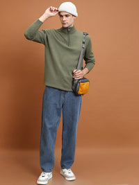 HIGHLANDER Mock Collar Acrylic Pullover