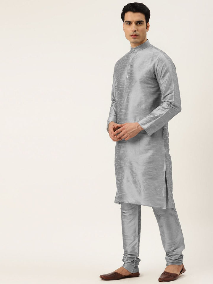 SOJANYA Kurta Kelabu & Putih Lelaki dengan Churidar