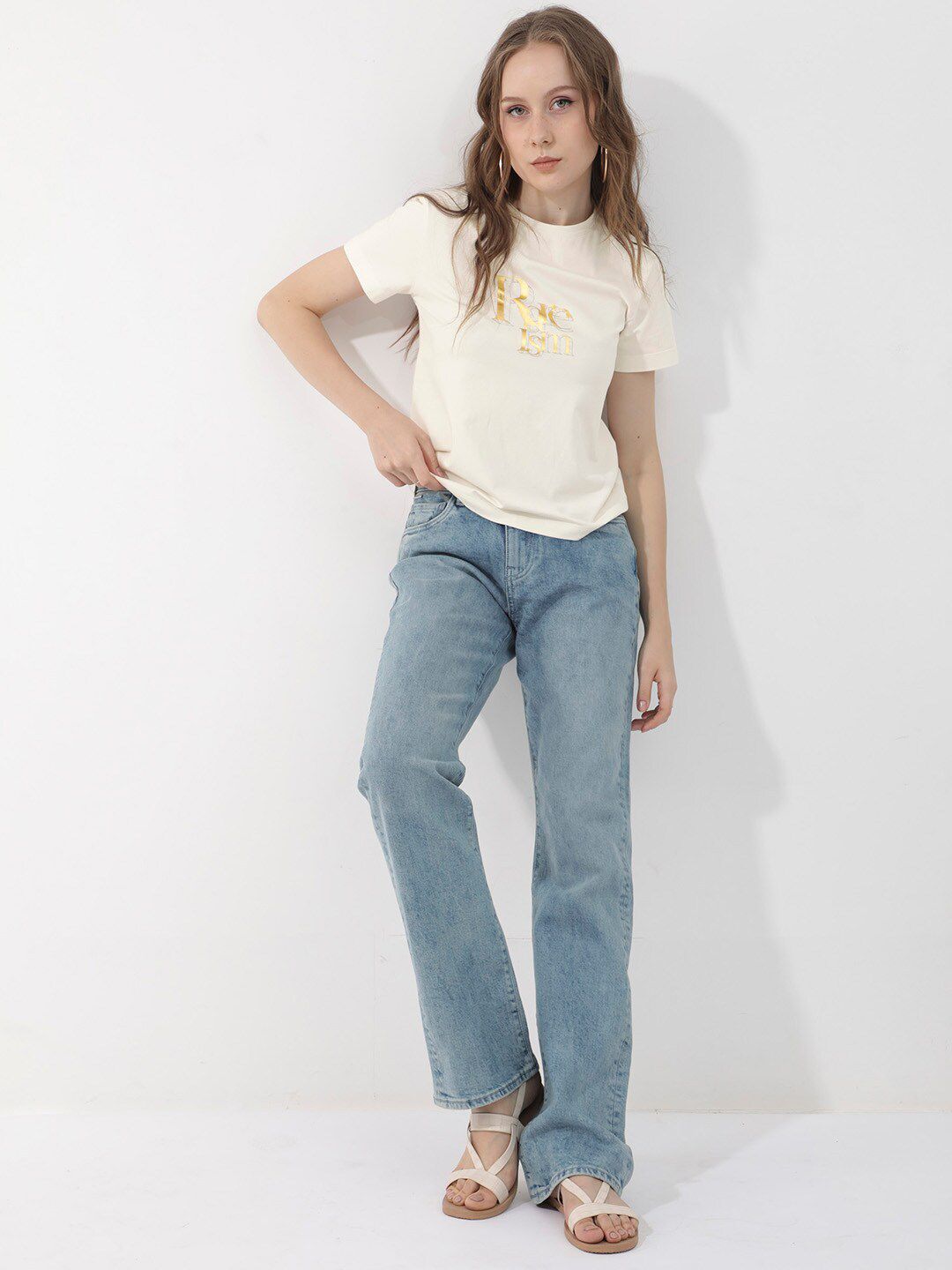 RAREISM Women High Neck Pockets T-shirt