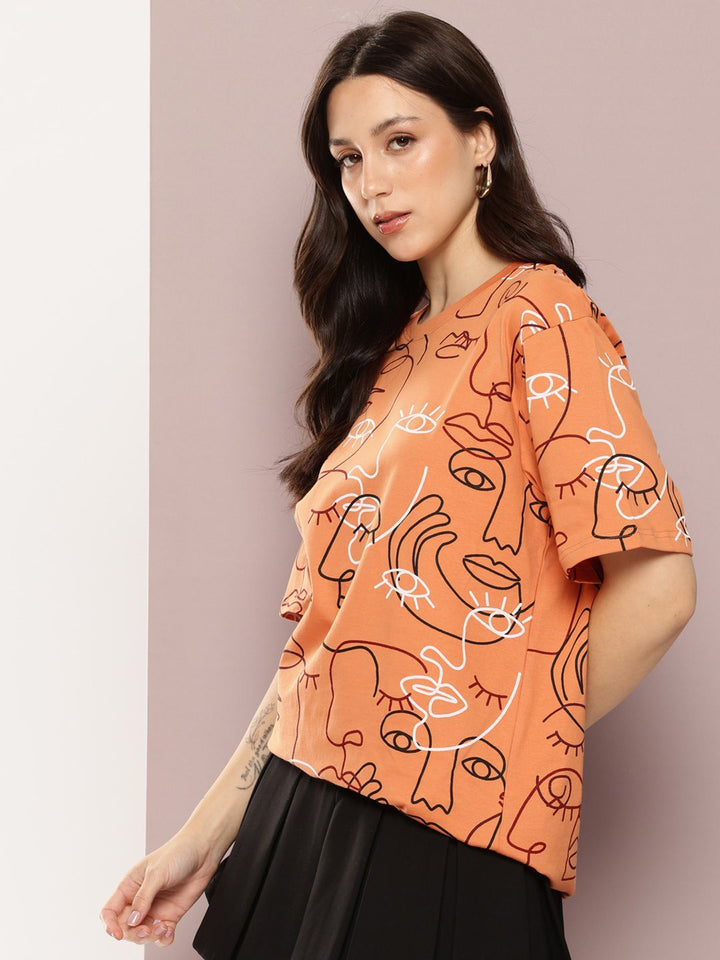 DILLINGER Women's Oversized Crew Neck Printed Tshirt