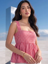 Mamicha Checked Peplum Top
