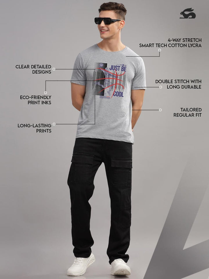 ADRO Men Grey Melange Tshirts