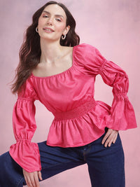 DressBerry Puff Sleeve Peplum Top