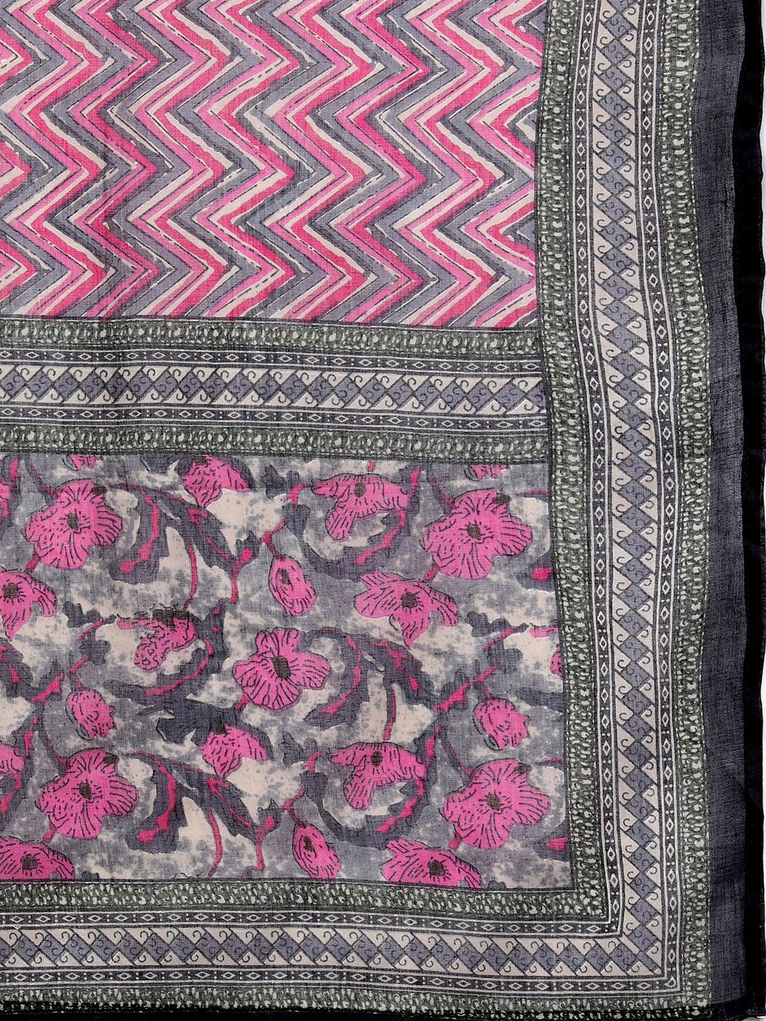 Libas Women Pink Yoke Design Gotta Patti Kurta with Trousers & With Dupatta