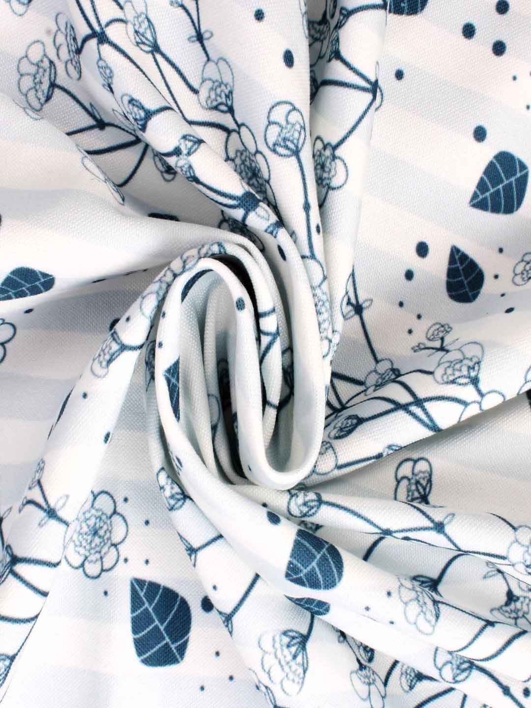 STITCHNEST Blue & White Printed Cotton Table Cover