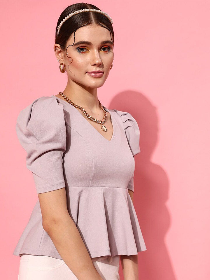 STREET 9 Lavender Crepe Peplum Top
