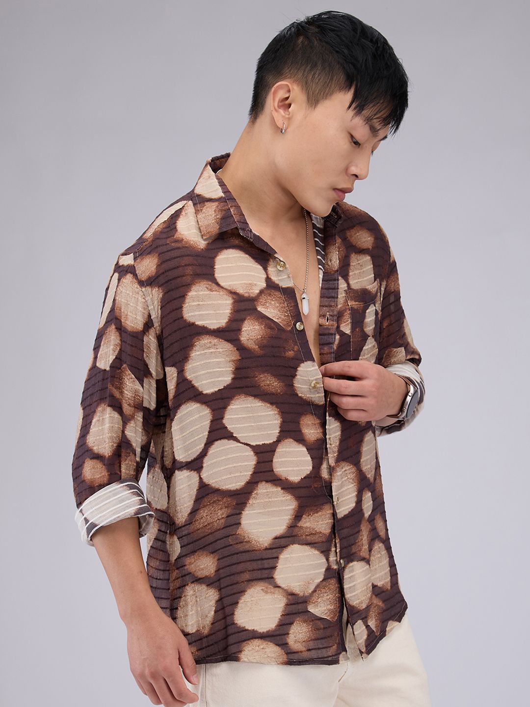 VASTRADO Men Classic Slim Fit Opaque Printed Casual Shirt