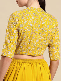 Libas Pure Georgette Ruffled Detail Dhoti Saree with Stitched Blouse