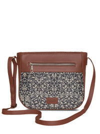 ZOUK Black Ethnic Motifs Printed Leather Structured Sling Bag