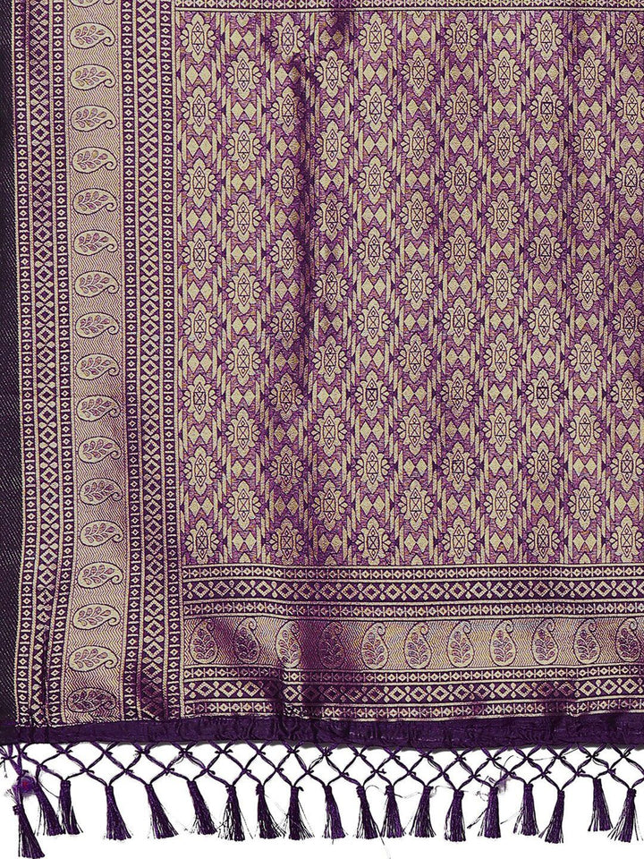 Mitera Ethnic Motifs Zari Silk Blend Banarasi Saree