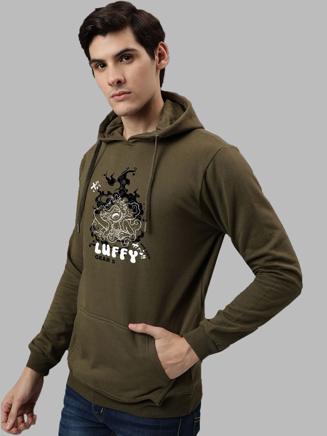 ADRO Men Printed Hooded Pullover Sweatshirt