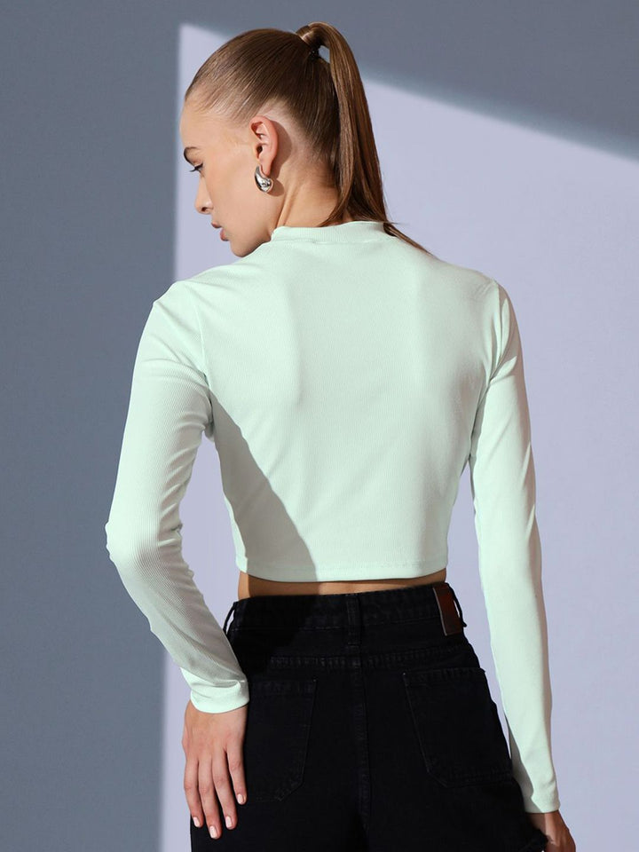 STREET 9 High Neck Cut Outs Solid Crop Top
