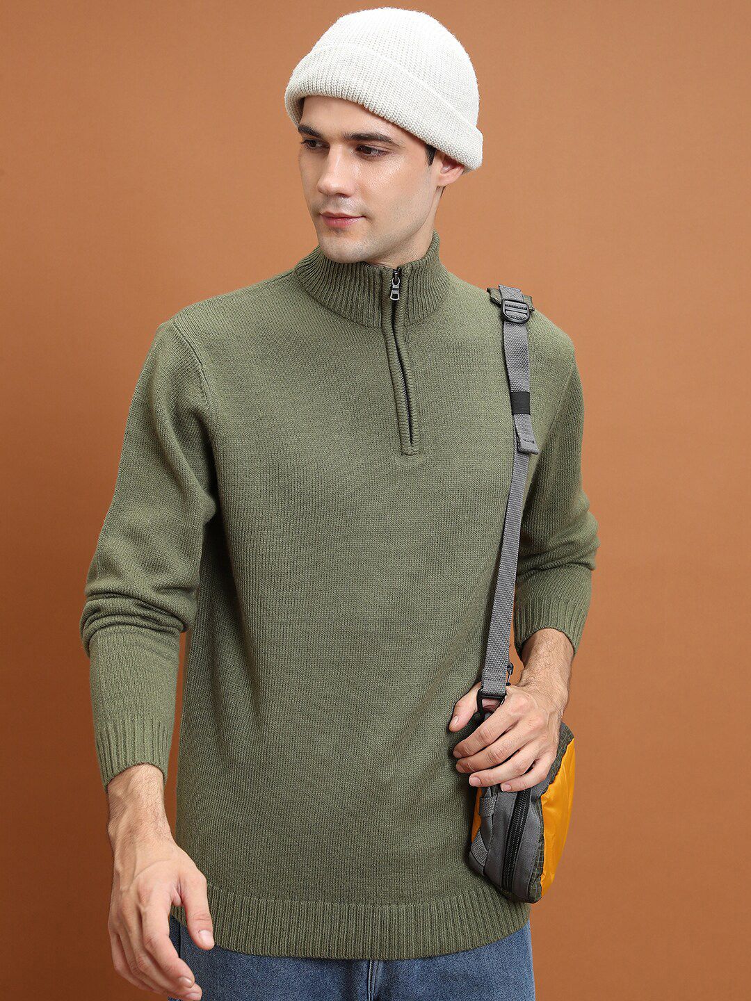 HIGHLANDER Mock Collar Acrylic Pullover
