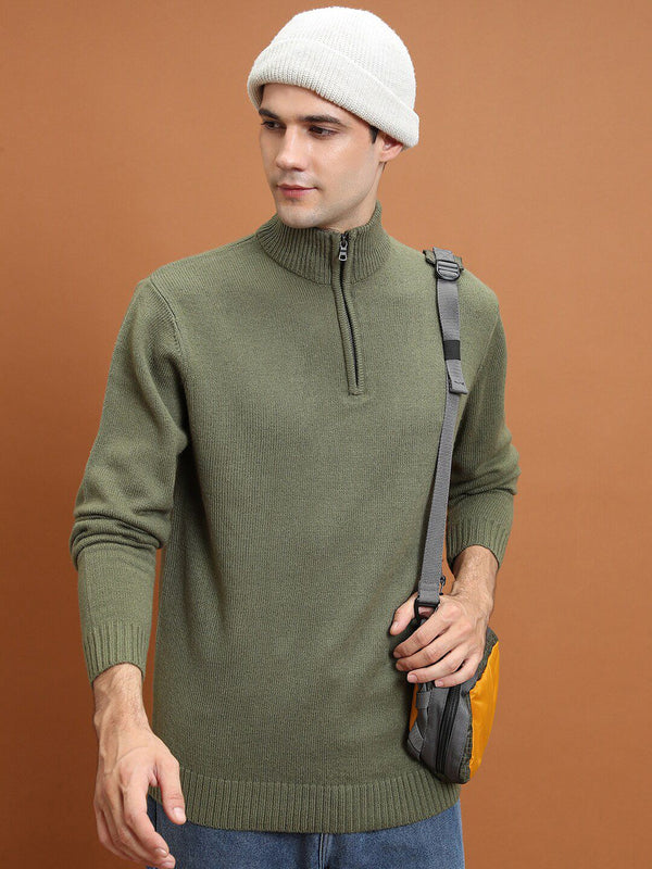 HIGHLANDER Mock Collar Acrylic Pullover