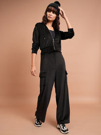 Tokyo Talkies Hooded Crop Sweatshirt & Wide Leg Cargo Trousers