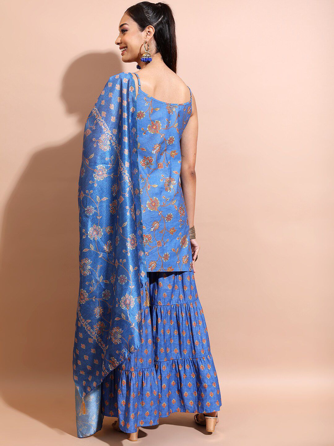 Vishudh Ethnic Motifs Printed Straight Kurti with Sharara With Dupatta