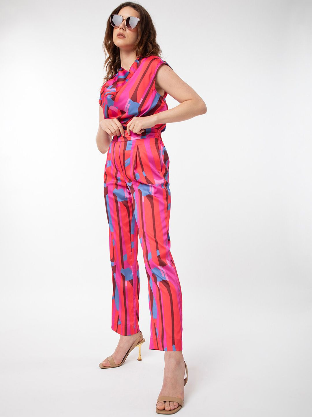RAREISM Printed Satin Pleated Trousers
