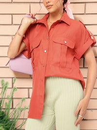 DressBerry Flex Pockets Roll-Up Sleeves Longline Shirt