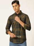 Thomas Scott Men Premium Tartan Checked Button-Down Collar Cotton Casual Shirt