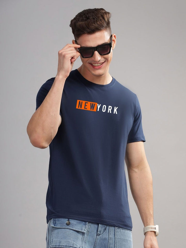 ADRO Men Typography Printed Applique T-shirt