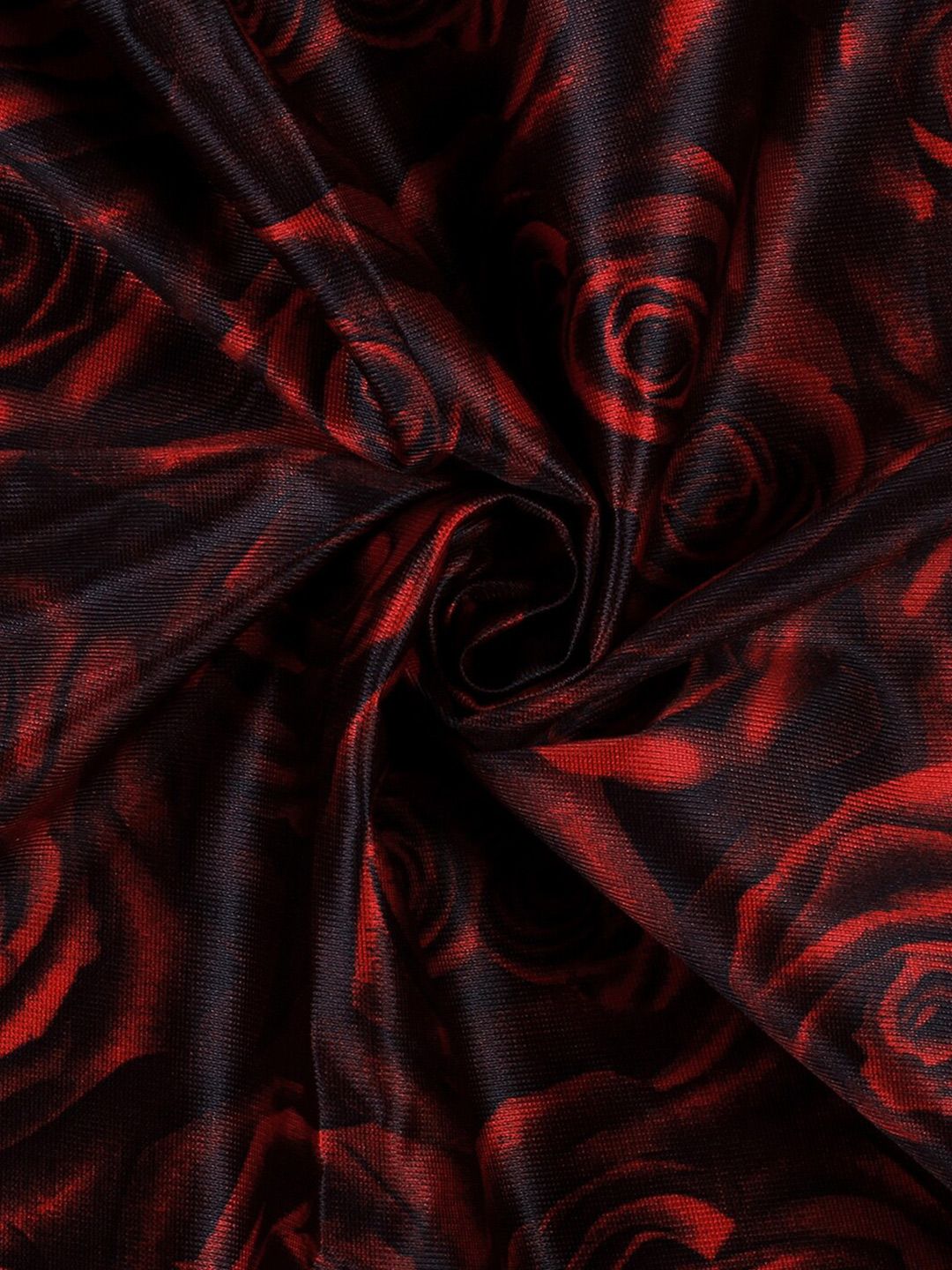 Story@home Nature Red 2 Pieces Floral Printed Window Curtains