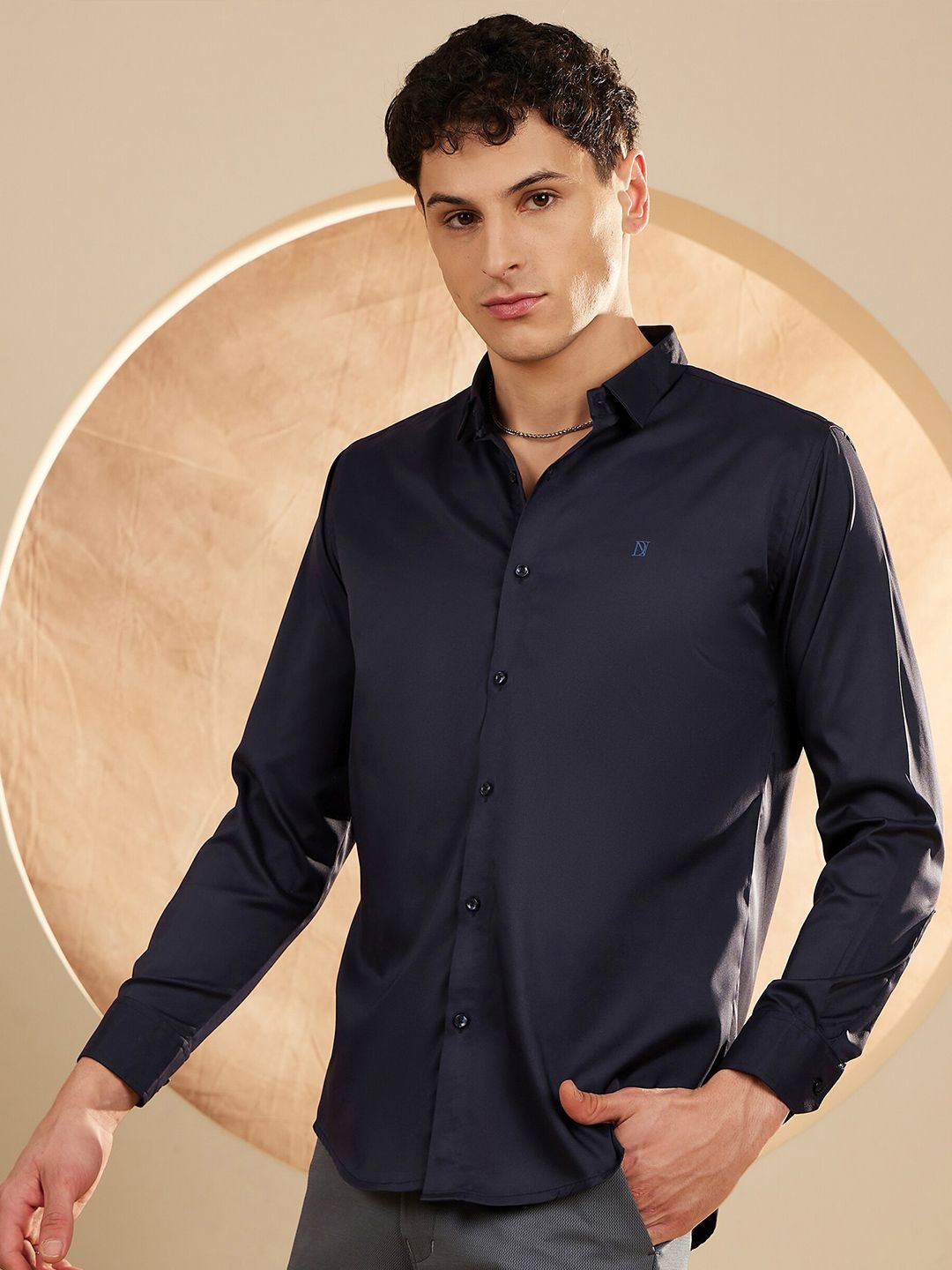 DENNISON Men Satin Wrinkle Free Shirt