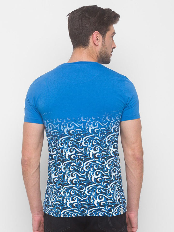 Being Human Men Blue Floral Printed Pure Cotton T-shirt