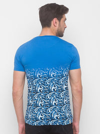 Being Human Men Blue Floral Printed Pure Cotton T-shirt