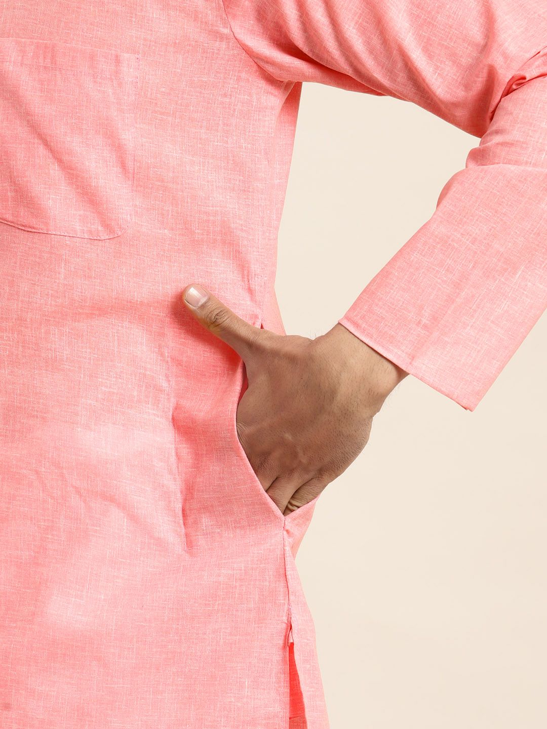 Anug by SOJANYA Men Pink Dobby Kurta