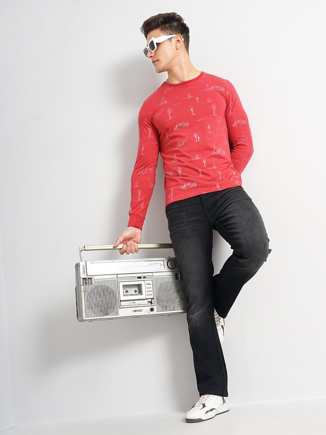 The Indian Garage Co Conversational Printed Long Sleeves Casual T-shirt
