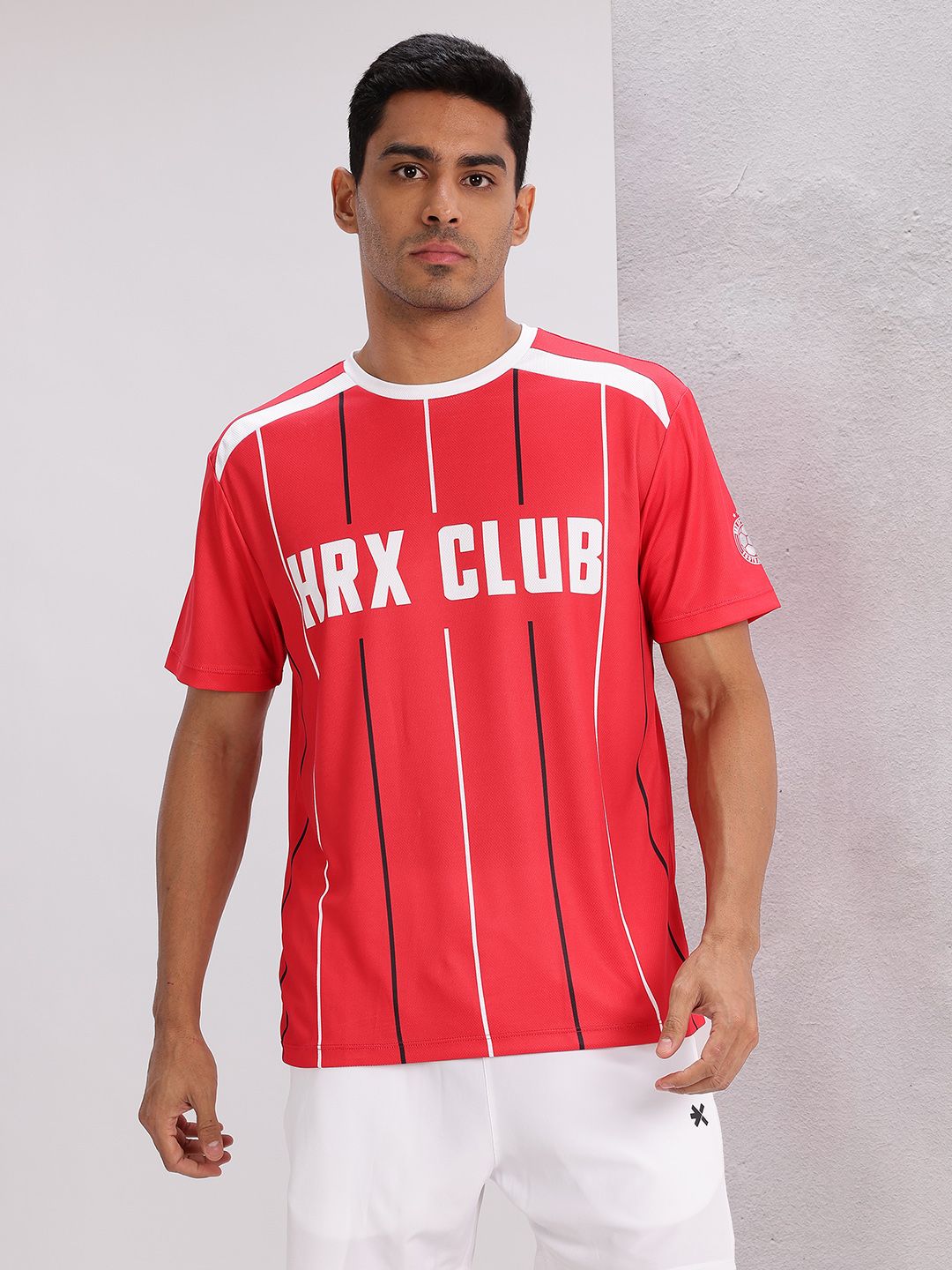 HRX by Hrithik Roshan Striped & Printed Football Jersey