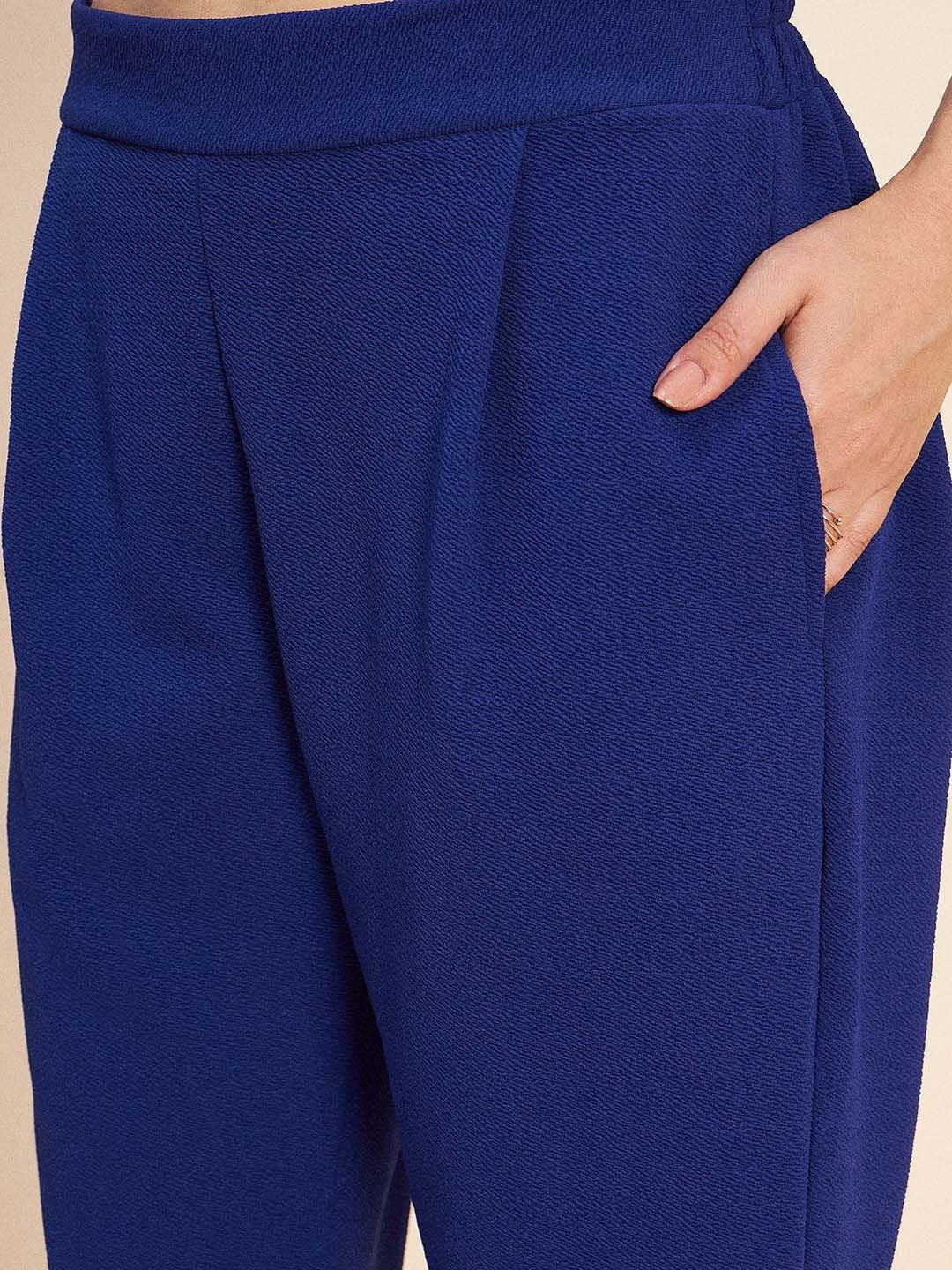 Antheaa Blue Longline Coat & Trousers Co-Ord Set