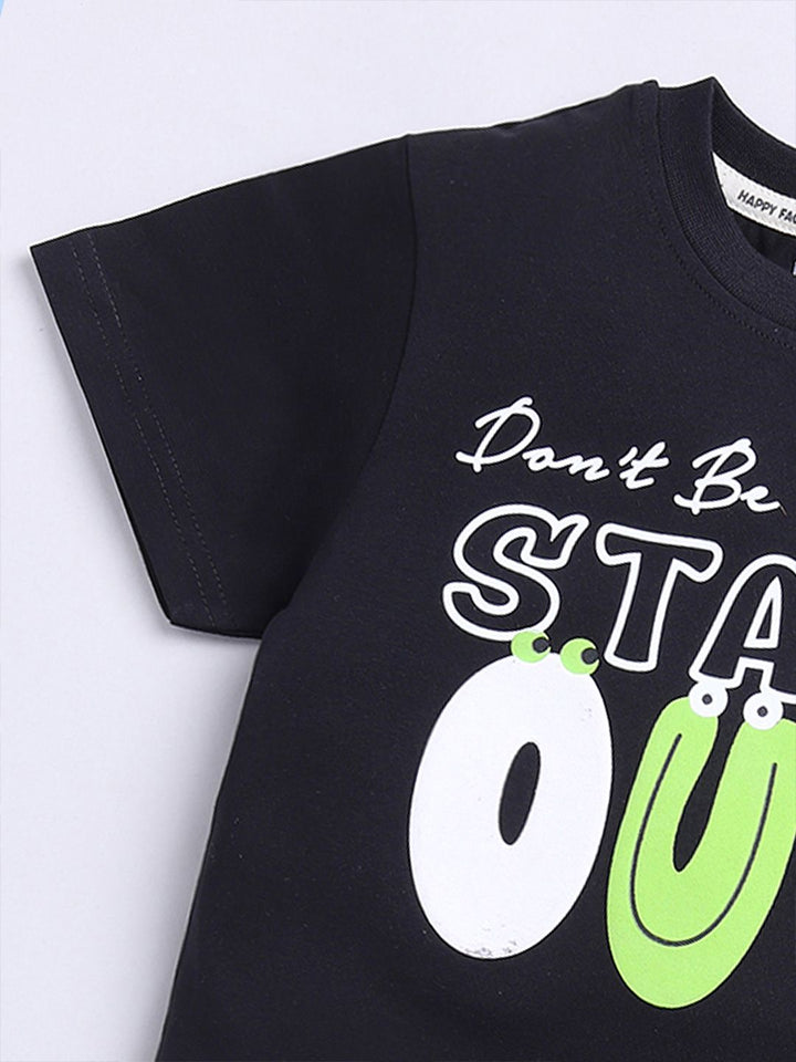 Happy Faces Boys Pure Cotton Typography Printed T-shirt