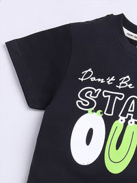 Happy Faces Boys Pure Cotton Typography Printed T-shirt