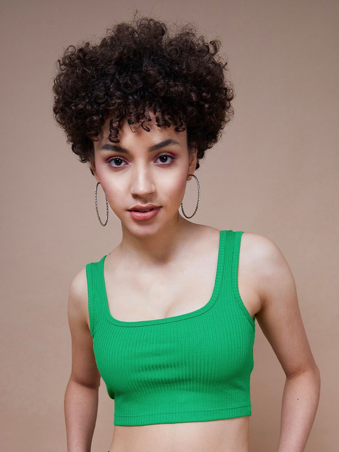 SASSAFRAS BASICS Square Neck Ribbed Cropped Tank Top